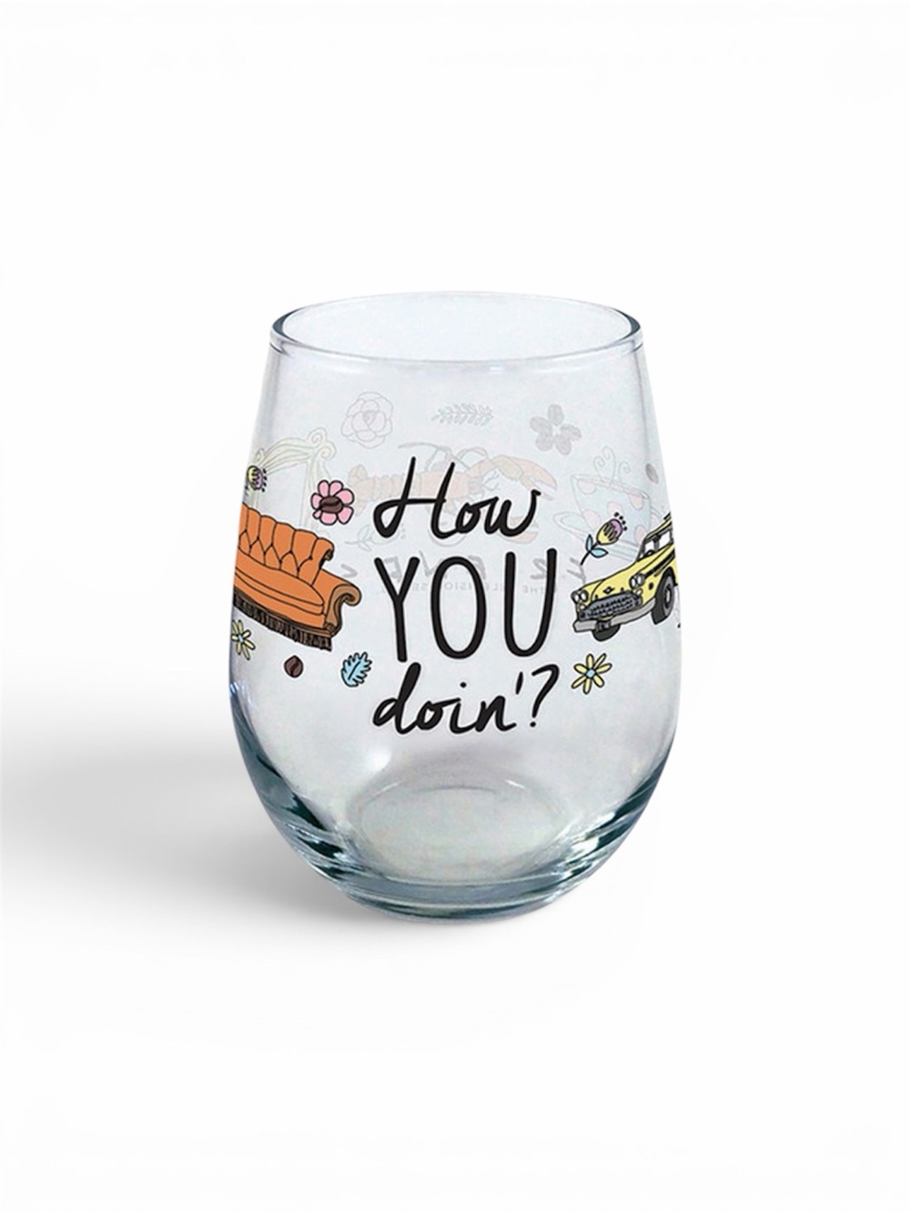 Friends TV Show “How YOU Doin’?” Stemless Wine Glass